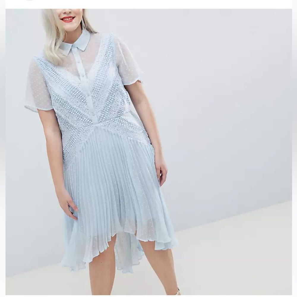 Asos 18 Plus Size baby Blue Floral Lace Dress